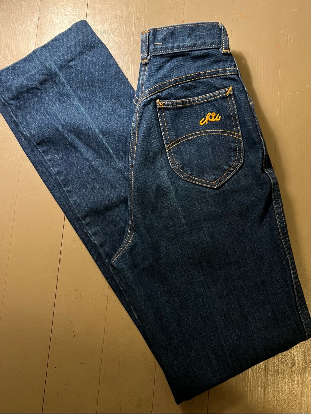 Vintage Chic 1980’s‎ High-Rise Women’s Jeans — Dark Blue with Yellow Stitching!